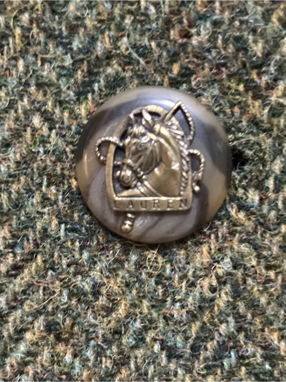 Lauren Ralph Lauren Olive Green Equestrian Herringbone Wool Blazer Size 14 EUC - Picture 2 of 16